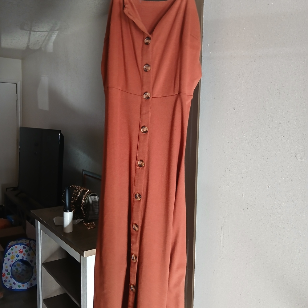 Rust Button-Down Dress